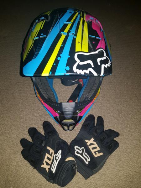 Fox helmet and gloves
