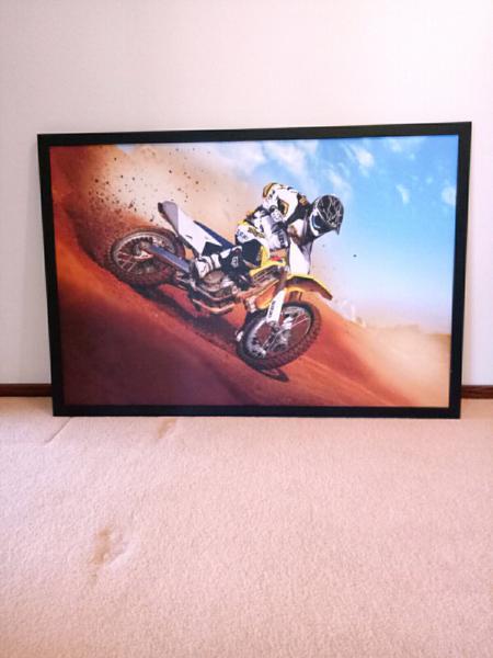 X large custom made print of bike and rider