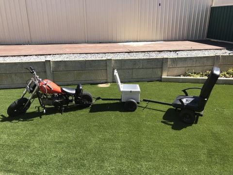 Mini chopper 125cc with trailer esky/chair