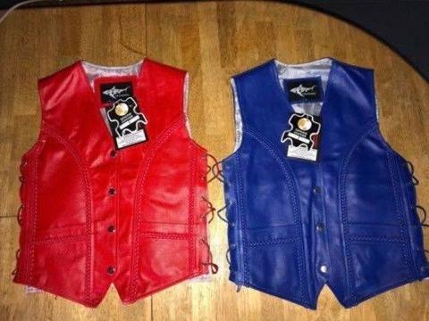 Two (2) Brand New Shark Brand Genuine Leather Vests