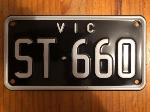 ST660 Triumph Street Triple Victorian Motorcycle Number Plate