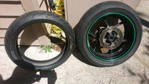 Rosso corsa 3 tyres and zx10r rear wheel