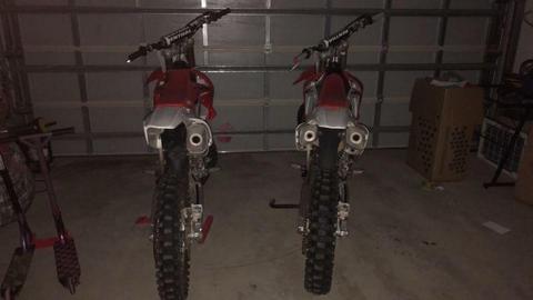 2013 crf450r and 2012 crf250r for sale or swaps