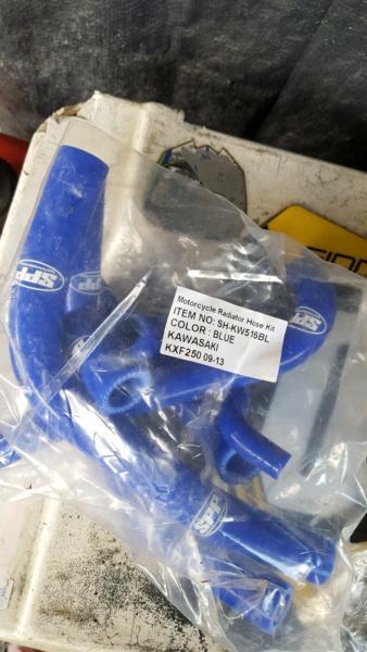 Kawasaki kx250f blue radiator hose kit new