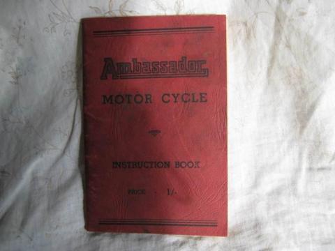 Ambassador 197cc Vintage Motor Cycle Handbook