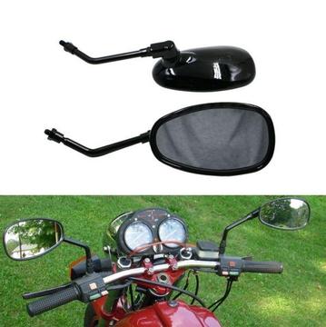 Universal 10mm Motorcycle Bike BLACK Oval Rear View Mirror