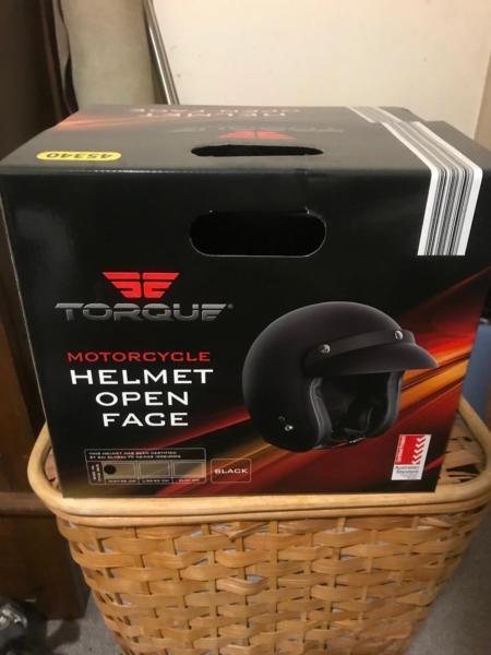 Torque open face helmet, never out of its box, brand new