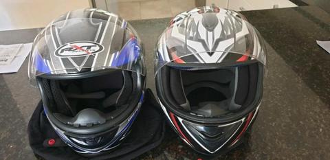 Motor cycle helmets x 2