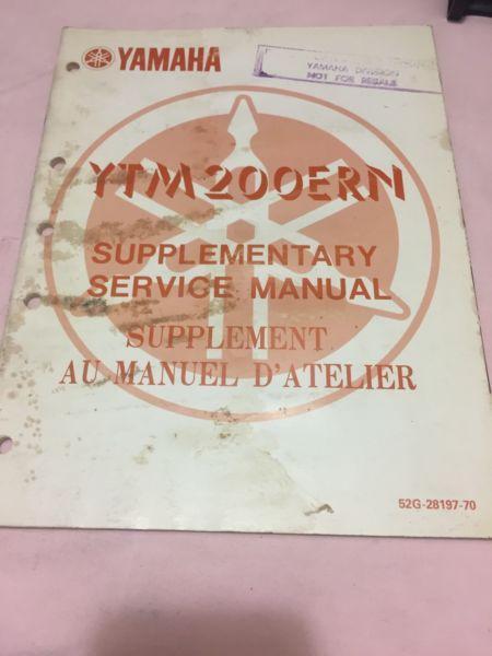 Genuine Yamaha YTM200ERN Suplimentary Service Manual 1984