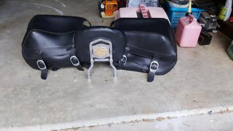 Harley sportster saddle bags and sissy bar