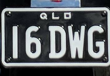 Qld Personalised plate 2016 Harley Davidson Dyna wide glide 16DWG