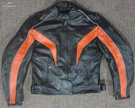 QUALITY LEATHER MOTORCYCLE JACKET REMOVABLE LINER AND ARMOUR SIZ