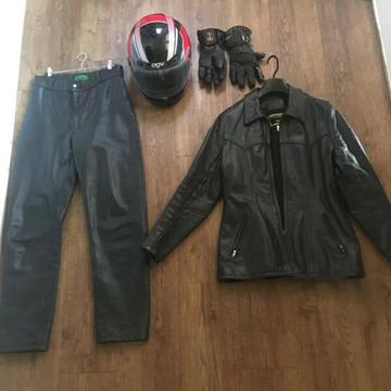 Motorbike - leathers (Mars), Gloves (DryRider) and Helmet (AGV)