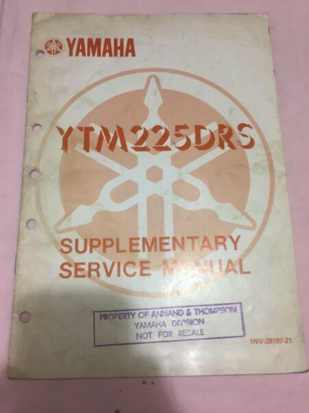 Genuine Yamaha YTM225DRS 1985 Supplimentary Service Manual