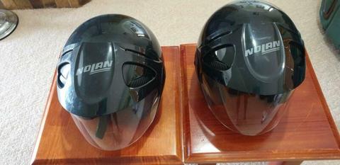 2 Nolan Motorcycle Helmets, opened face, GC