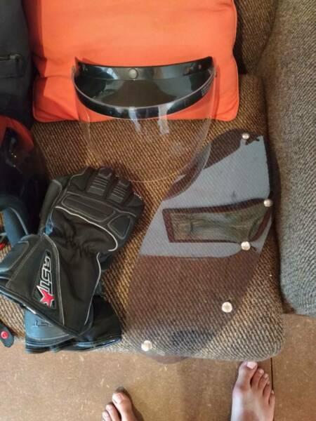 Motorcycle jacket and helmets in good condition
