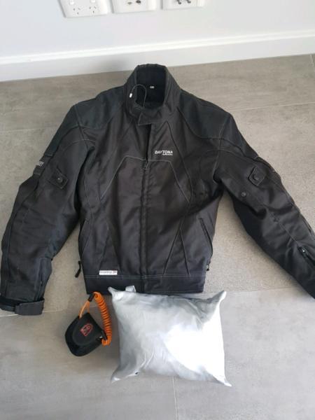 Motorbike jacket, cover and lock