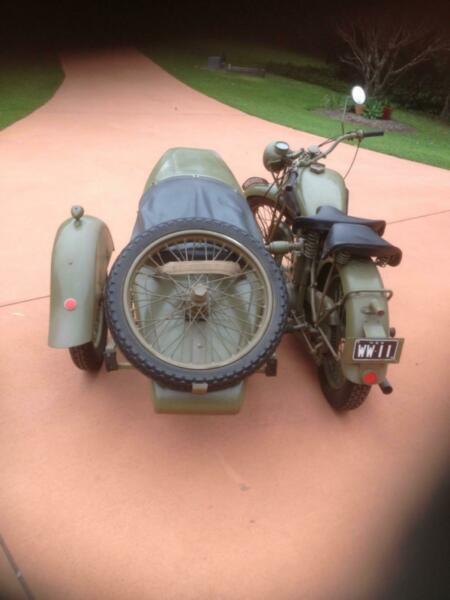 Vintage motorbike BSA WM20 with side car