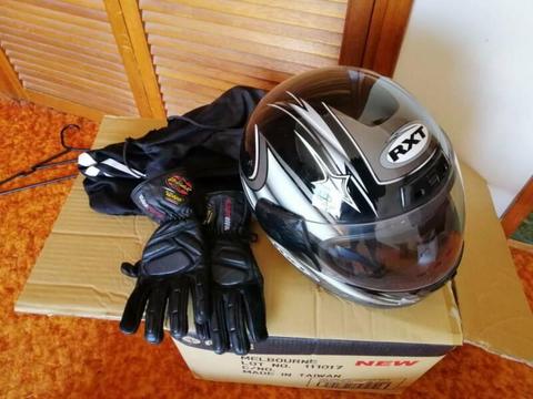 Ladies motor bike helmet and gloves