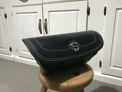 Genuine leather handle bar bag - black