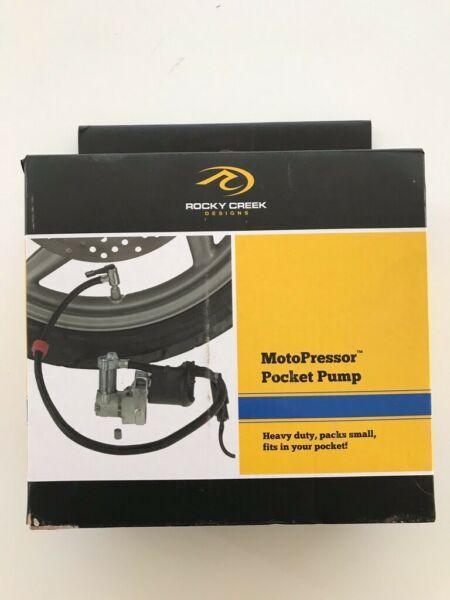 Motorcycle Portable Tyre Pump, Pressure Gauge & Puncture Kit