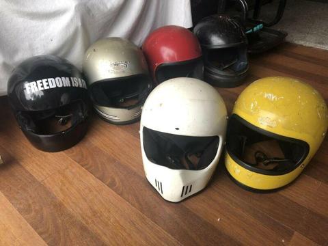 Retro Motorcycle Helmets x 6