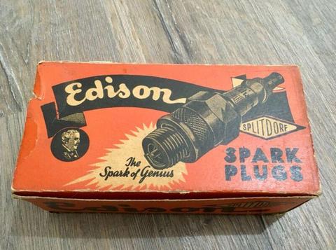 Edison Splitdorf NOS spark plugs - vintage Indian Harley Crocker