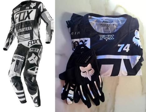 New Fox Racing Flexair Black/White Motocross Pant Jersey Gloves