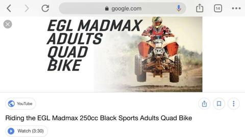 Mad Max EGL 250cc Quad Bike 2016