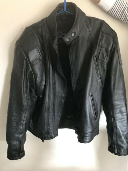 Men's Leather Black, Black Rose Size 4XL Motorcycle Jacket
