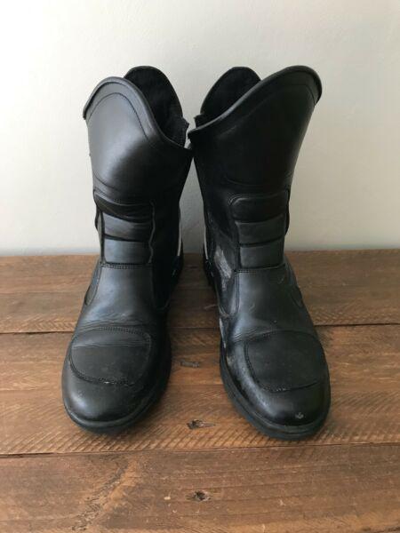 Men's Black, Black Rose Motorcycle Boots, Size 44/10