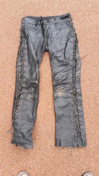 Classic style ladies Motorcycle Leather pants black