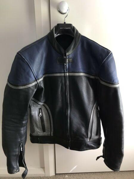 Men's small leather motorcycle jacket