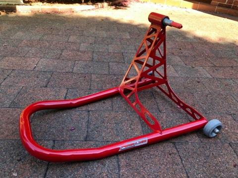 Motorcycle single sided swingarm race stand in new condition
