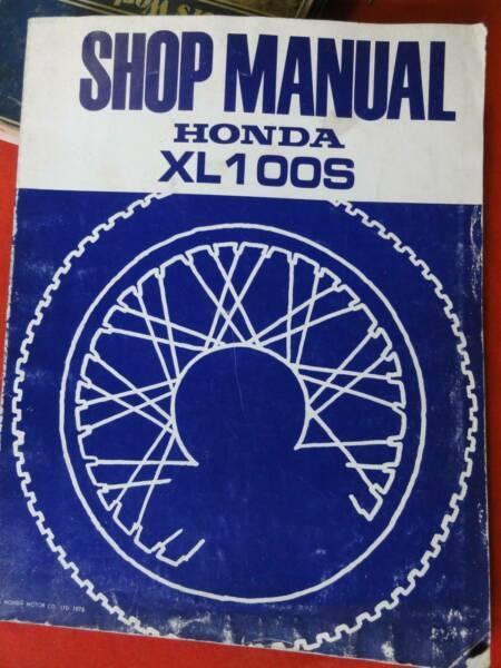 HONDA XL100S GENUINE FACTORY WORKSHOP MANUAL c1978