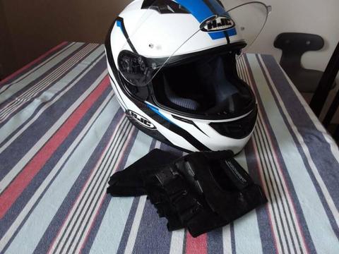 Motorcycle helmet and gloves - large