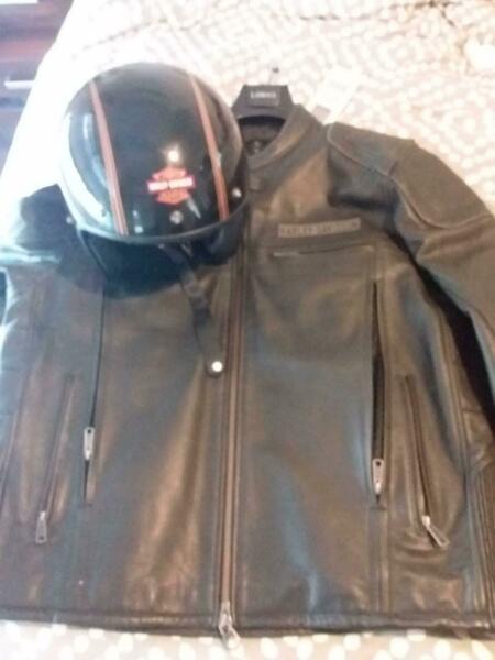 Harley davidson jacket and helmet