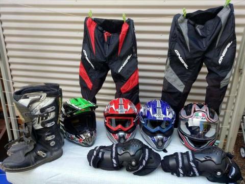 Motorcycle and Dirt Bike Gear - Helmet, Knee Guards, Pants, Boots