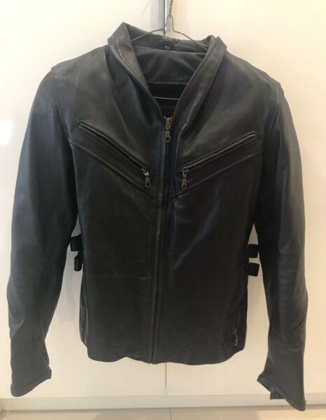 Ladies XS black leather motorbike jacket