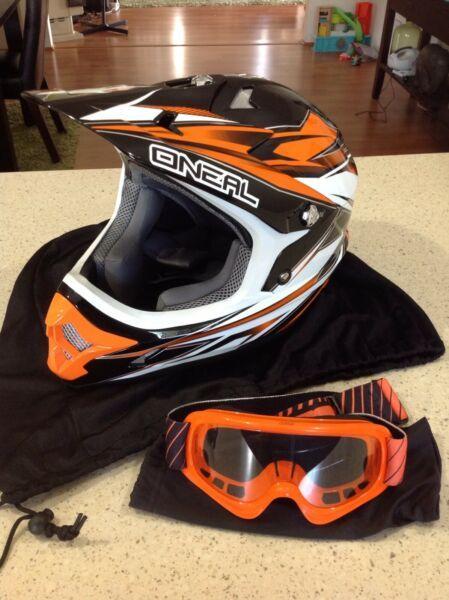 Brand new kids motocross helmet and goggles