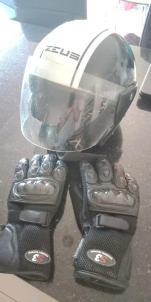 Helmet and gloves