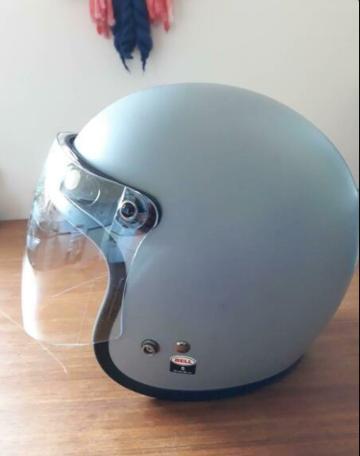 Grey Bell motorcycle helmet with flip visor custom 500 size small