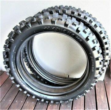 2x LIKE NEW Motorcycle Tyres DUNLOP D908 ENDURO F&R Set KNOBBY