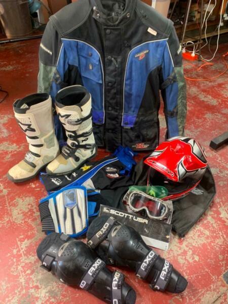 Motorbike, jacket boots helmet