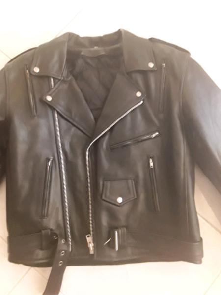 Brando style leather motorbike jacket