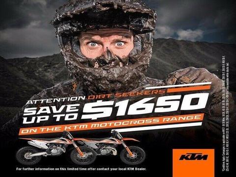BUNBURY KTM MY2018 & 19 MOTOCROSS CLEARANCE SALE - FREE DELIVERY!