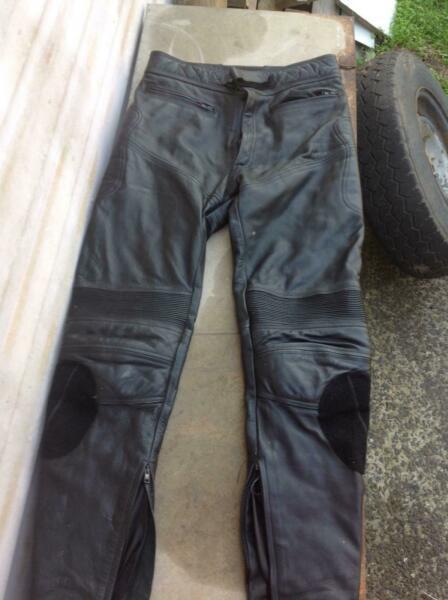 Leather motor bike pants