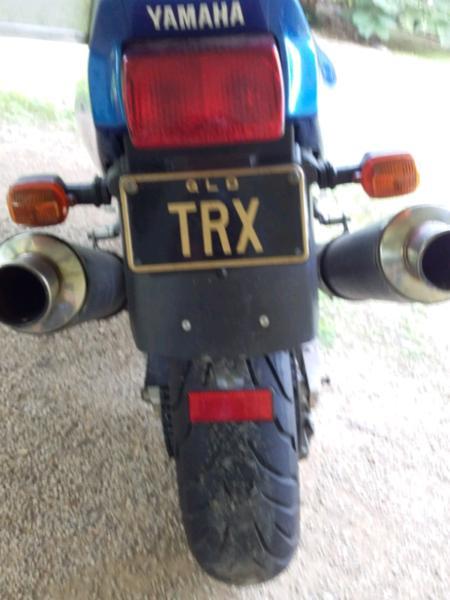 TRX motorcycle personalized plate QLD