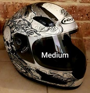 Motorcycle Helmets $30 each Sizes on Pics