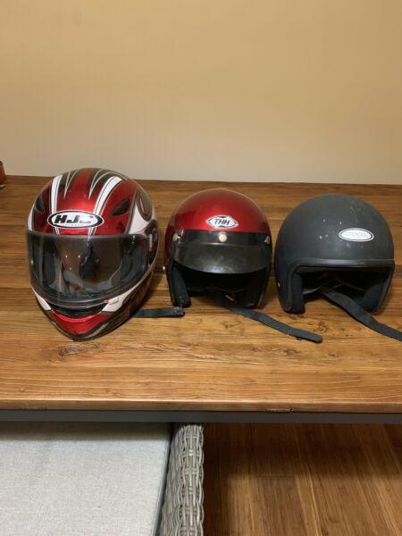 Motorcycle helmets. x3